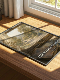 The Stone Diaries watercolour book poster framed on wall – literary fiction wall art