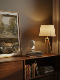 The Stone Diaries watercolour print on bookshelf – Carol Shields fan gift