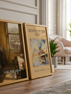 Ask The Dust watercolour print framed by window – literary home decor