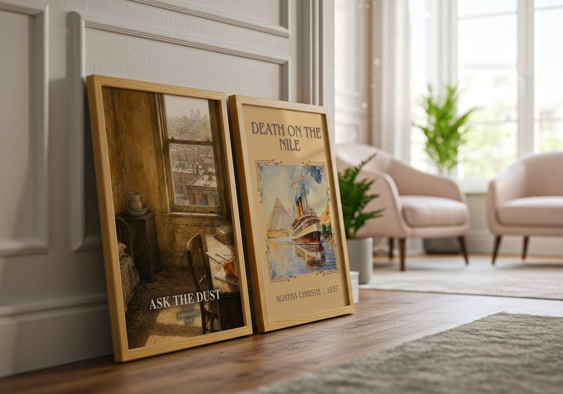 Ask The Dust watercolour print framed by window – literary home decor