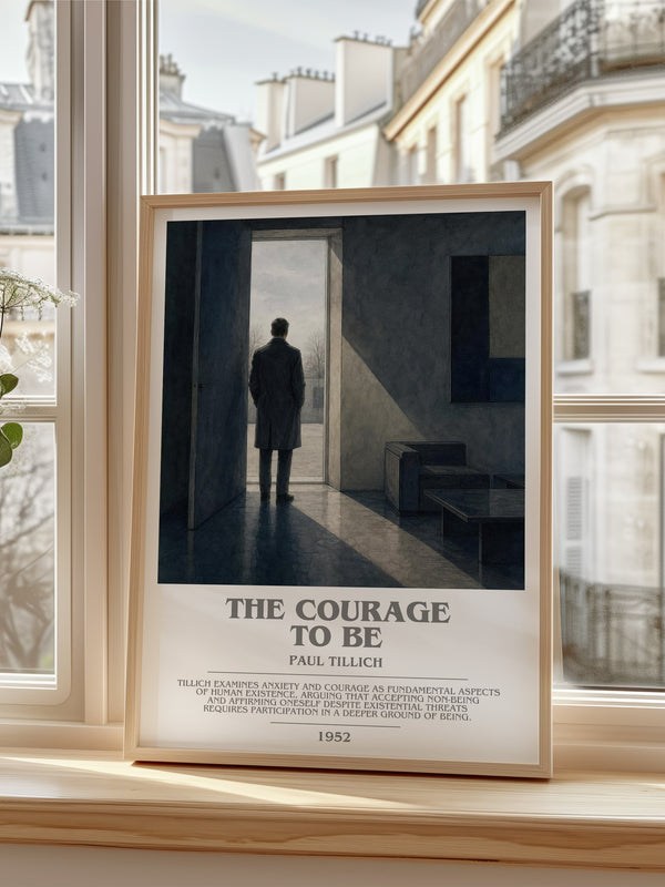 The Courage to Be Bookish Wall Art by Paul Tillich – framed print by a bright window