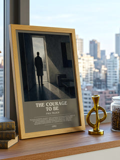 The Courage to Be Bookish Wall Art by Paul Tillich – framed print on a city-view windowsill