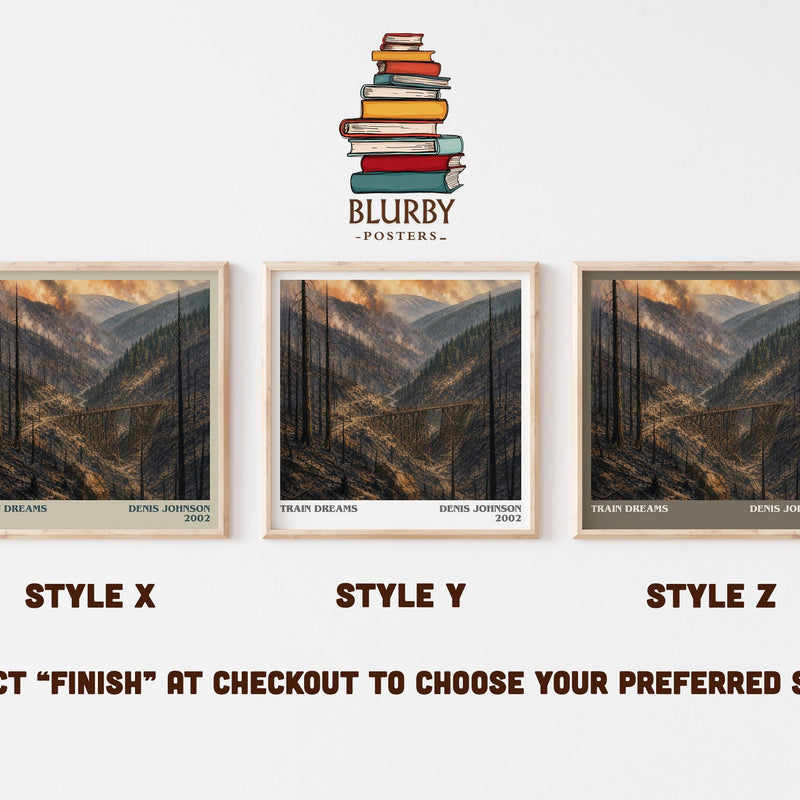 Train Dreams literary print in frame leaning in hallway – literary fiction wall art