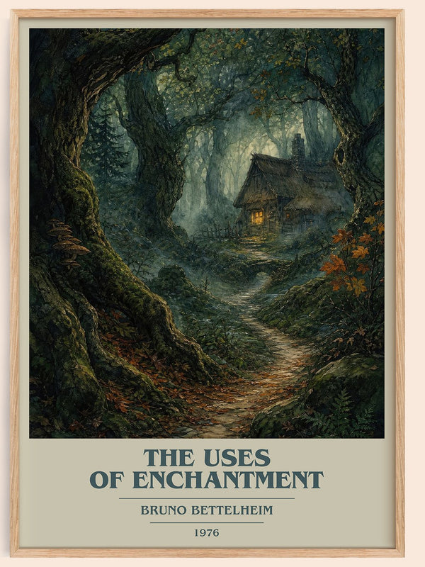 The Uses of Enchantment book cover book poster by Bruno Bettelheim – framed literary art print