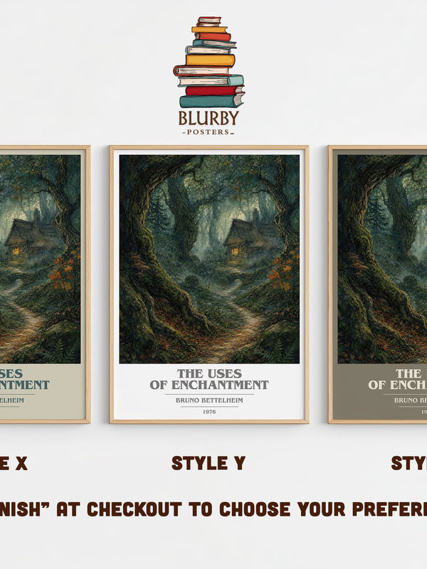 The Uses of Enchantment book cover print in frame leaning in hallway – __new__:educational wall art