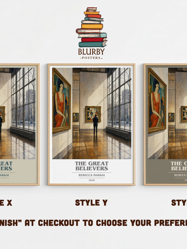 The Great Believers book cover print in frame leaning in hallway – literary fiction wall art