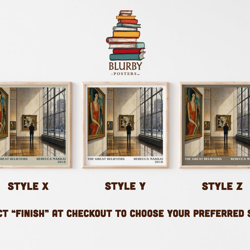 The Great Believers literary print in frame leaning in hallway – literary fiction wall art