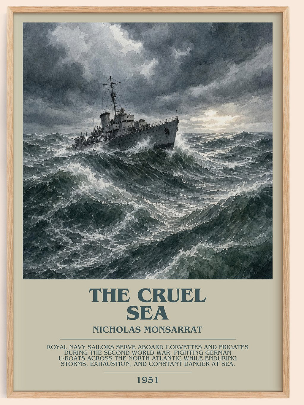 The Cruel Sea Bookish Wall Art by Nicholas Monsarrat – framed poster
