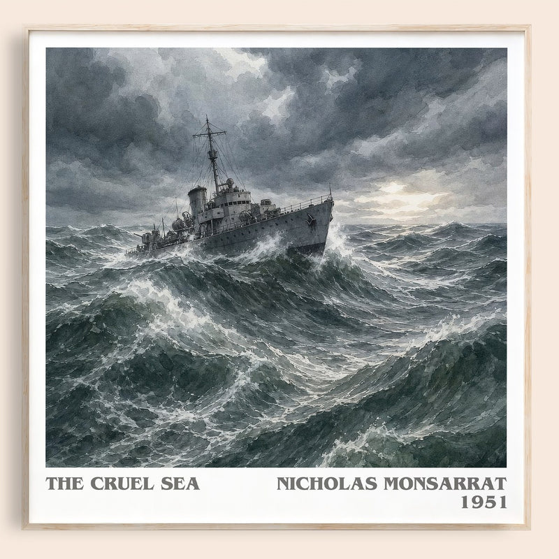 The Cruel Sea literary book poster by Nicholas Monsarrat – framed literary art print