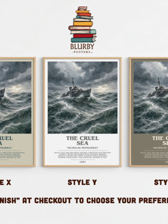 The Cruel Sea Bookish Wall Art by Nicholas Monsarrat – Style X, Y and Z side by side – choose your finish