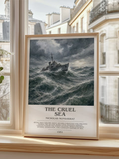 The Cruel Sea Bookish Wall Art by Nicholas Monsarrat – framed print by a bright window
