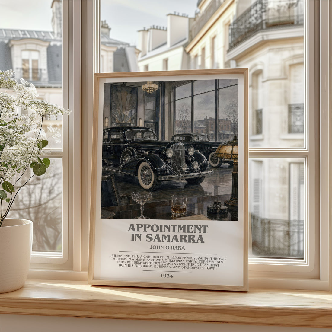 Appointment in Samarra Bookish Wall Art by John O'Hara – framed print by a bright window