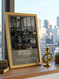 Appointment in Samarra Bookish Wall Art by John O'Hara – framed print on a city-view windowsill