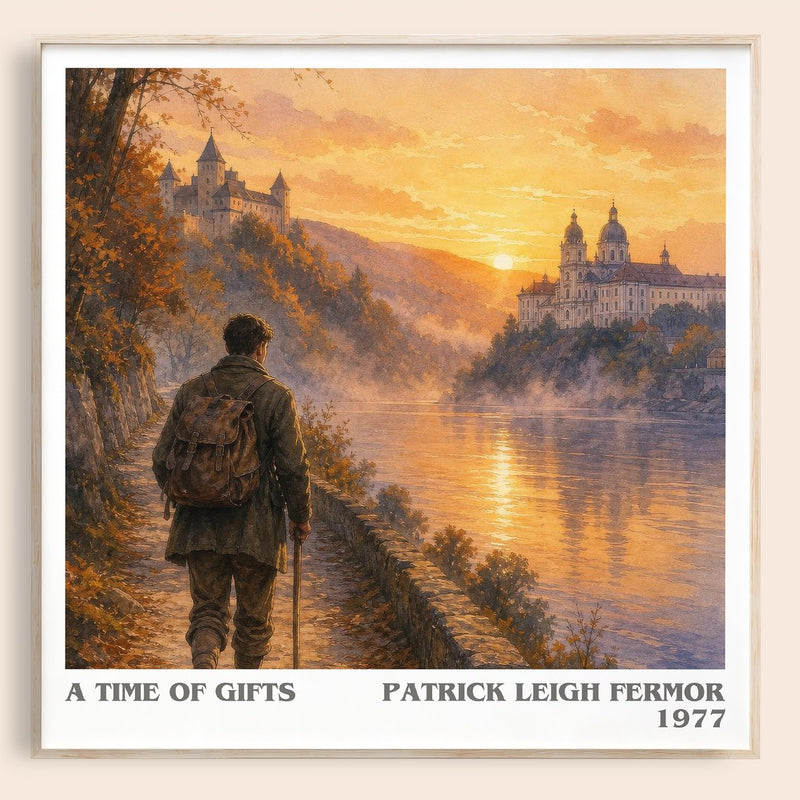 A Time Of Gifts literary book poster by Patrick Leigh Fermor – framed literary art print