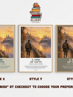 A Time Of Gifts Bookish Wall Art by Patrick Leigh Fermor – Style X, Y and Z side by side – choose your finish