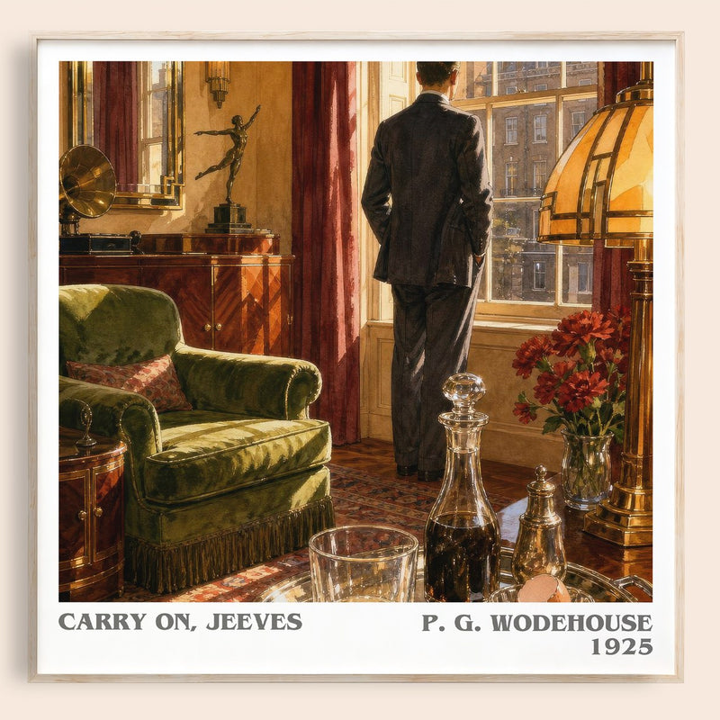 Carry On, Jeeves literary book poster by P. G. Wodehouse – framed literary art print