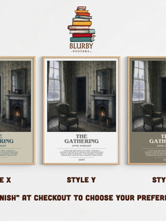 The Gathering Bookish Wall Art by Anne Enright – Style X, Y and Z side by side – choose your finish