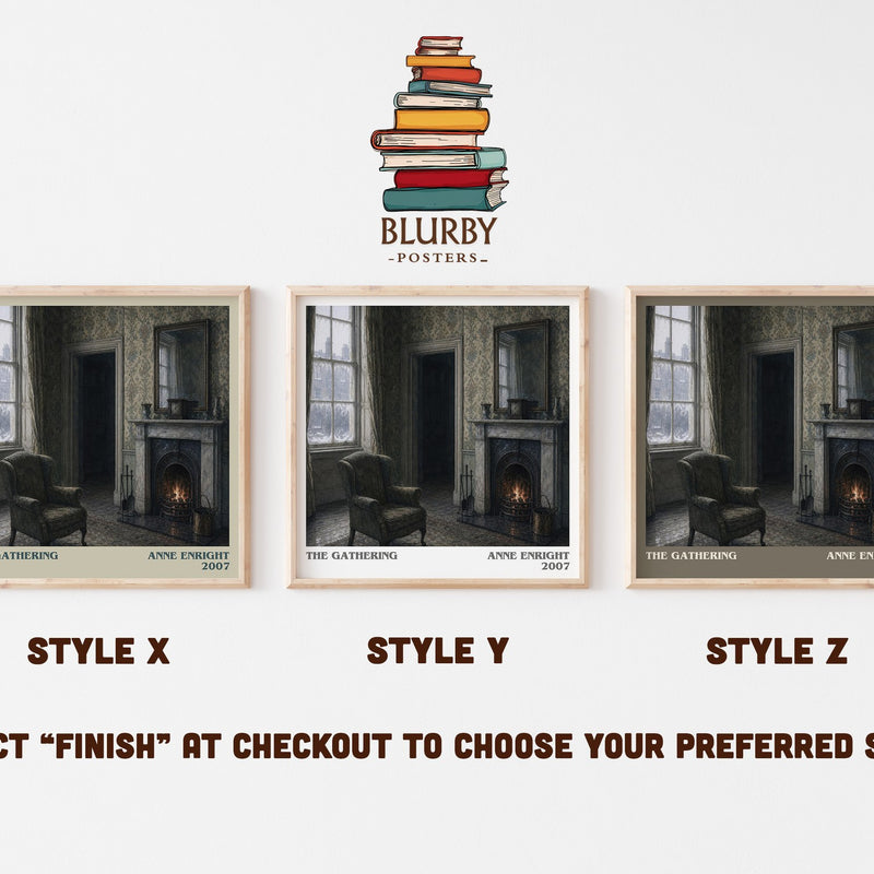 The Gathering literary print in frame leaning in hallway – literary fiction wall art