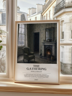 The Gathering Bookish Wall Art by Anne Enright – framed print by a bright window