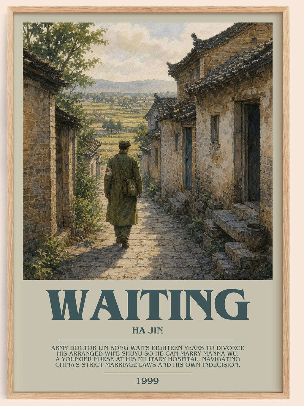 Waiting Bookish Wall Art by Ha Jin – framed poster