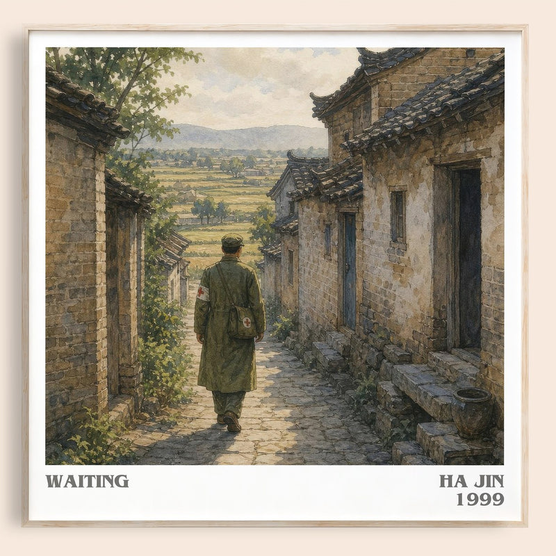 Waiting literary book poster by Ha Jin – framed literary art print