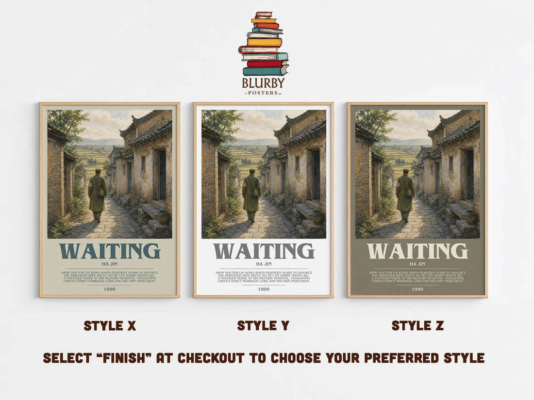 Waiting Bookish Wall Art by Ha Jin – Style X, Y and Z side by side – choose your finish