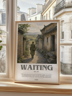 Waiting Bookish Wall Art by Ha Jin – framed print by a bright window