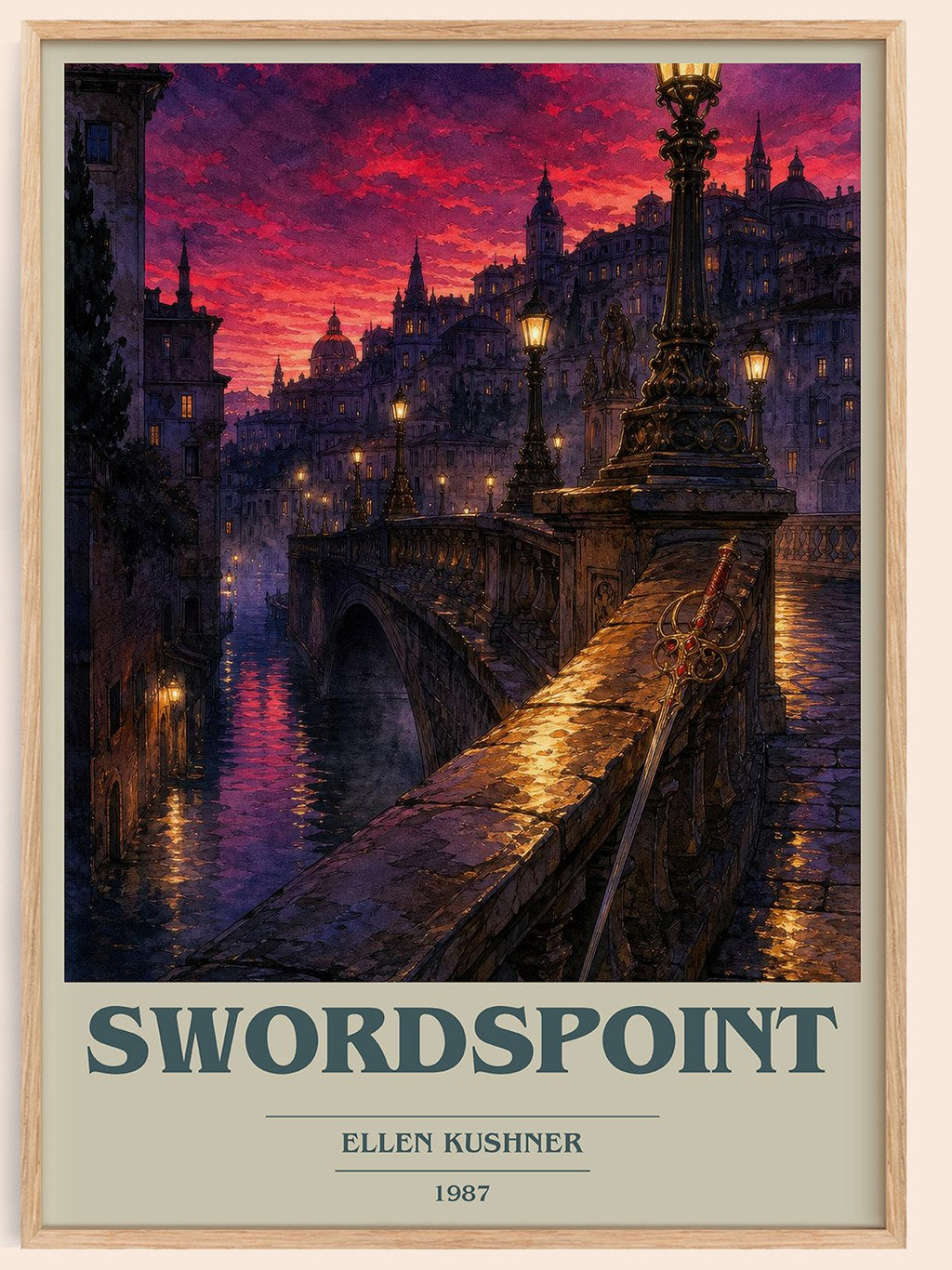 Swordspoint book cover book poster by Ellen Kushner – framed literary art print