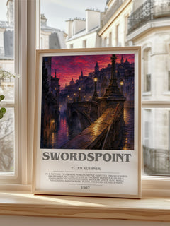 Swordspoint Bookish Wall Art by Ellen Kushner – framed print by a bright window