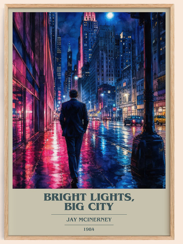 Bright Lights, Big City book cover book poster by Jay McInerney – framed literary art print