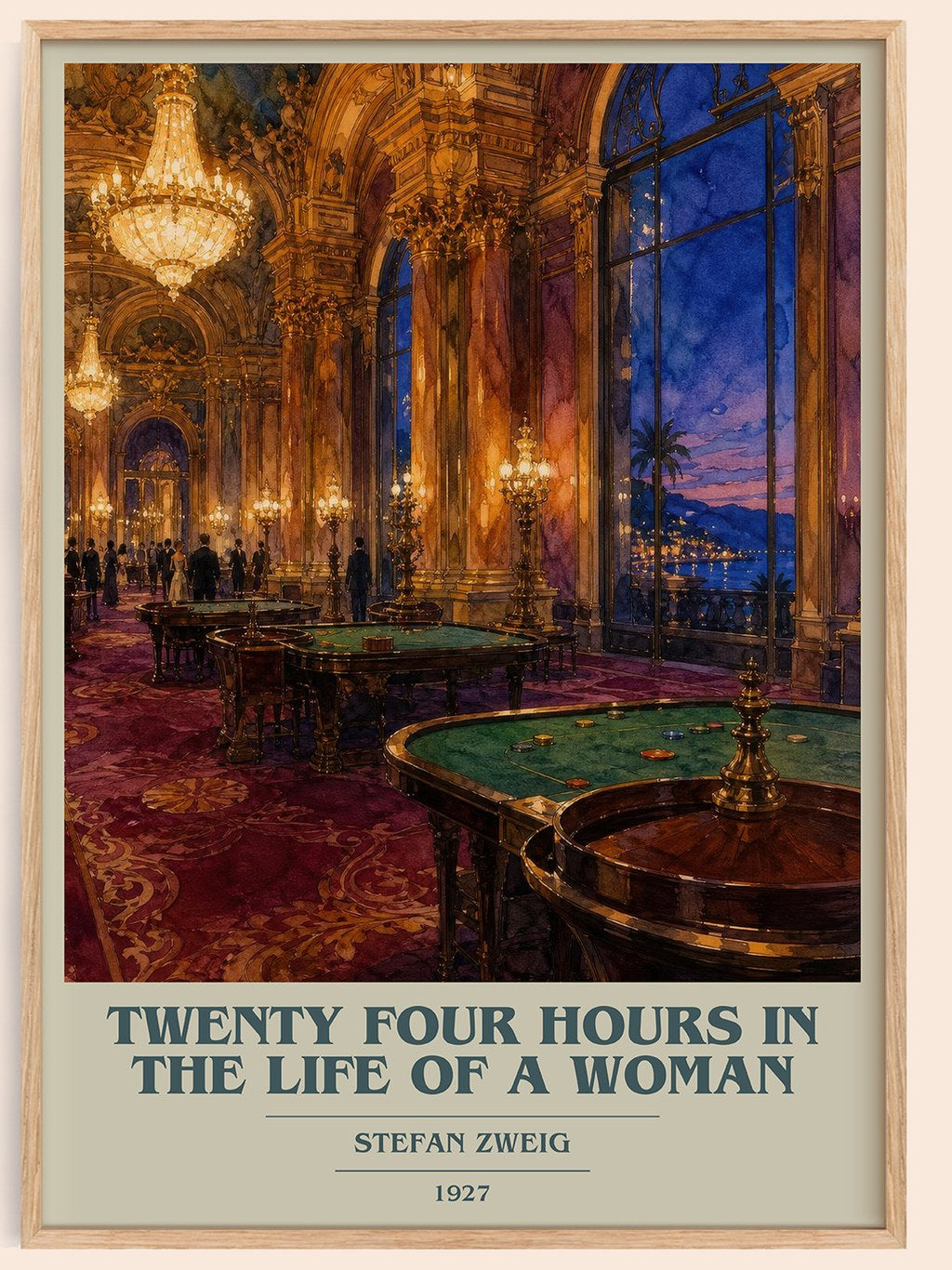 Twenty Four Hours In The Life Of A Woman book cover book poster by Stefan Zweig – framed literary art print