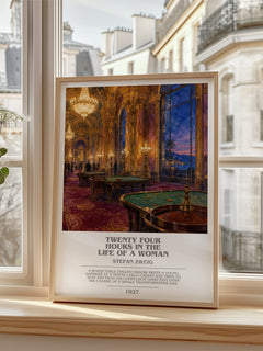 Twenty Four Hours In The Life Of A Woman Bookish Wall Art by S. Zweig – framed print by a bright window