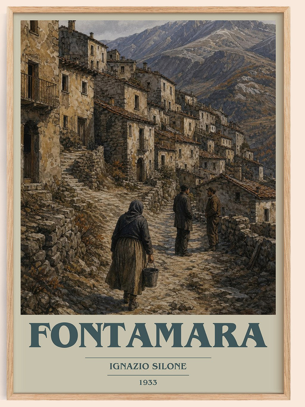 Fontamara book cover book poster by Ignazio Silone – framed literary art print