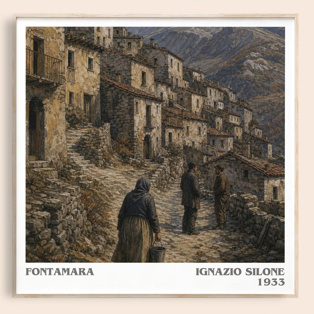 Fontamara literary book poster by Ignazio Silone – framed literary art print