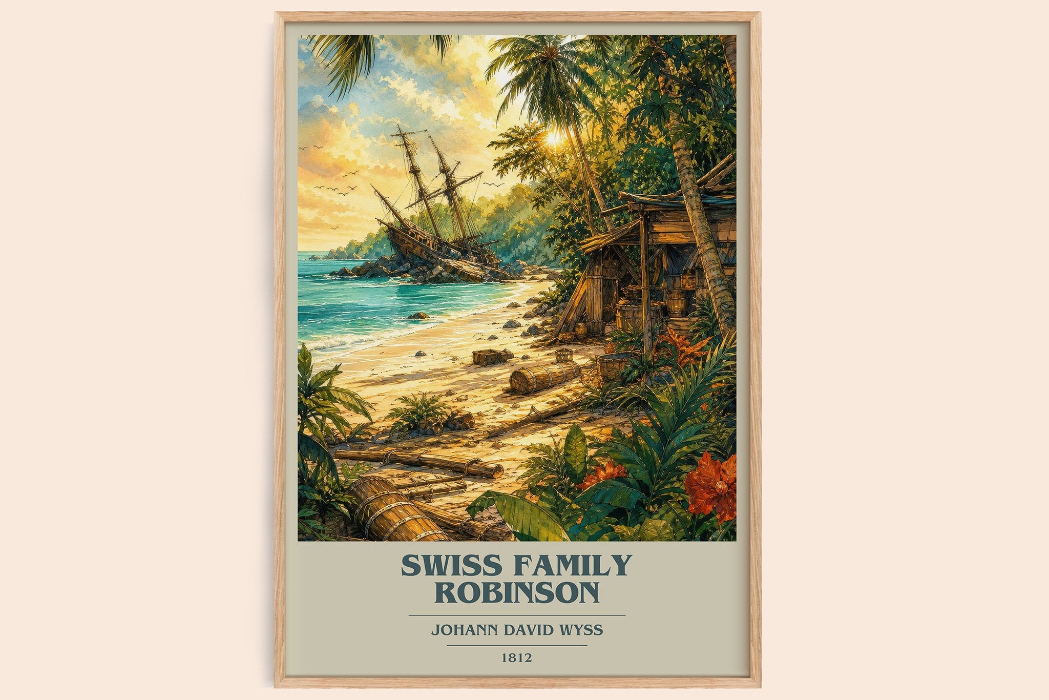 Swiss Family Robinson Book Cover Poster by Johann David Wyss