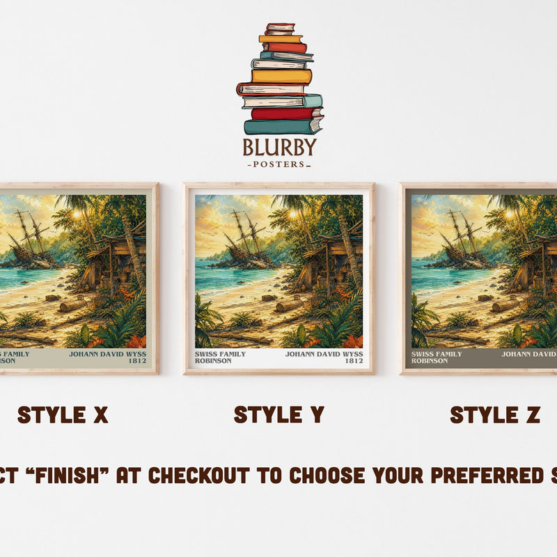 Swiss Family Robinson literary print in frame leaning in hallway – adventure wall art