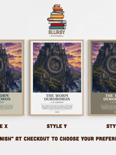 The Worm Ouroboros Bookish Wall Art by E. R. Eddison – Style X, Y and Z side by side – choose your finish