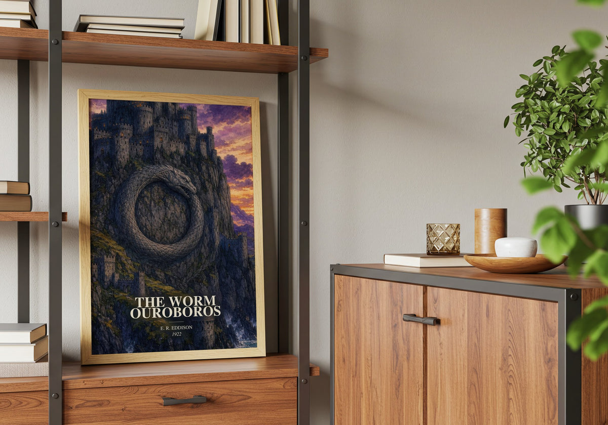The Worm Ouroboros book watercolour illustration paper finish options – matte satin gloss