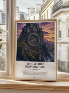 The Worm Ouroboros Bookish Wall Art by E. R. Eddison – framed print by a bright window