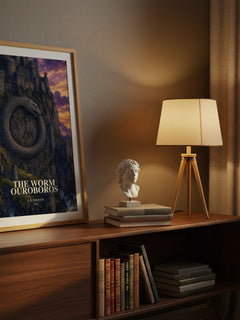 The Worm Ouroboros watercolour print on bookshelf – E. R. Eddison fan gift