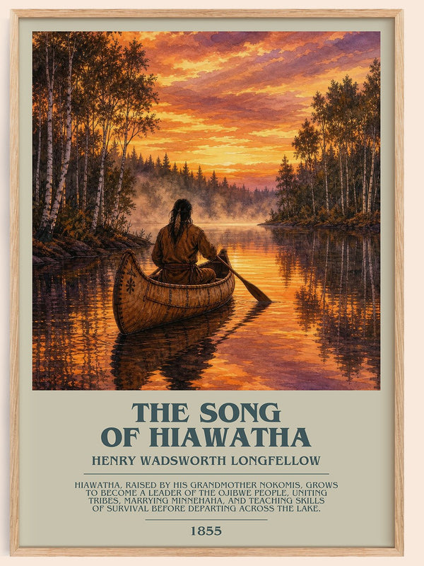 The Song of Hiawatha Bookish Wall Art by Henry Wadsworth Longfellow – framed poster