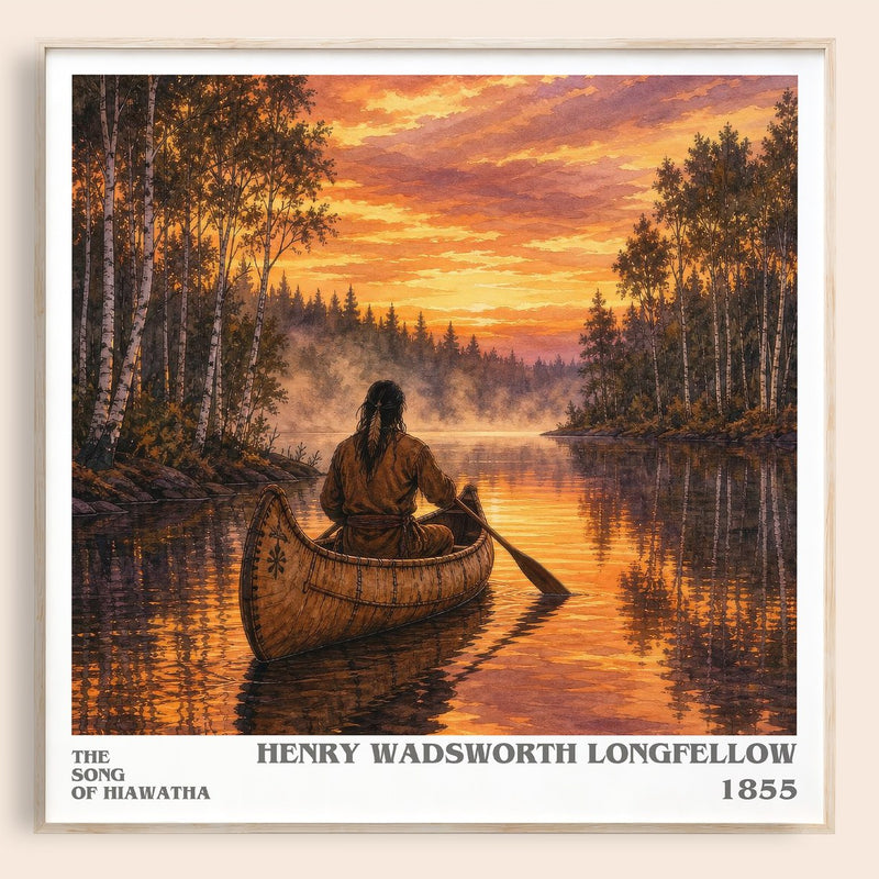 The Song of Hiawatha literary book poster by Henry Wadsworth Longfellow – framed literary art print