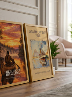 The Song of Hiawatha watercolour print framed by window – literary home decor