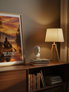 The Song of Hiawatha watercolour print on bookshelf – Henry Wadsworth Longfellow fan gift