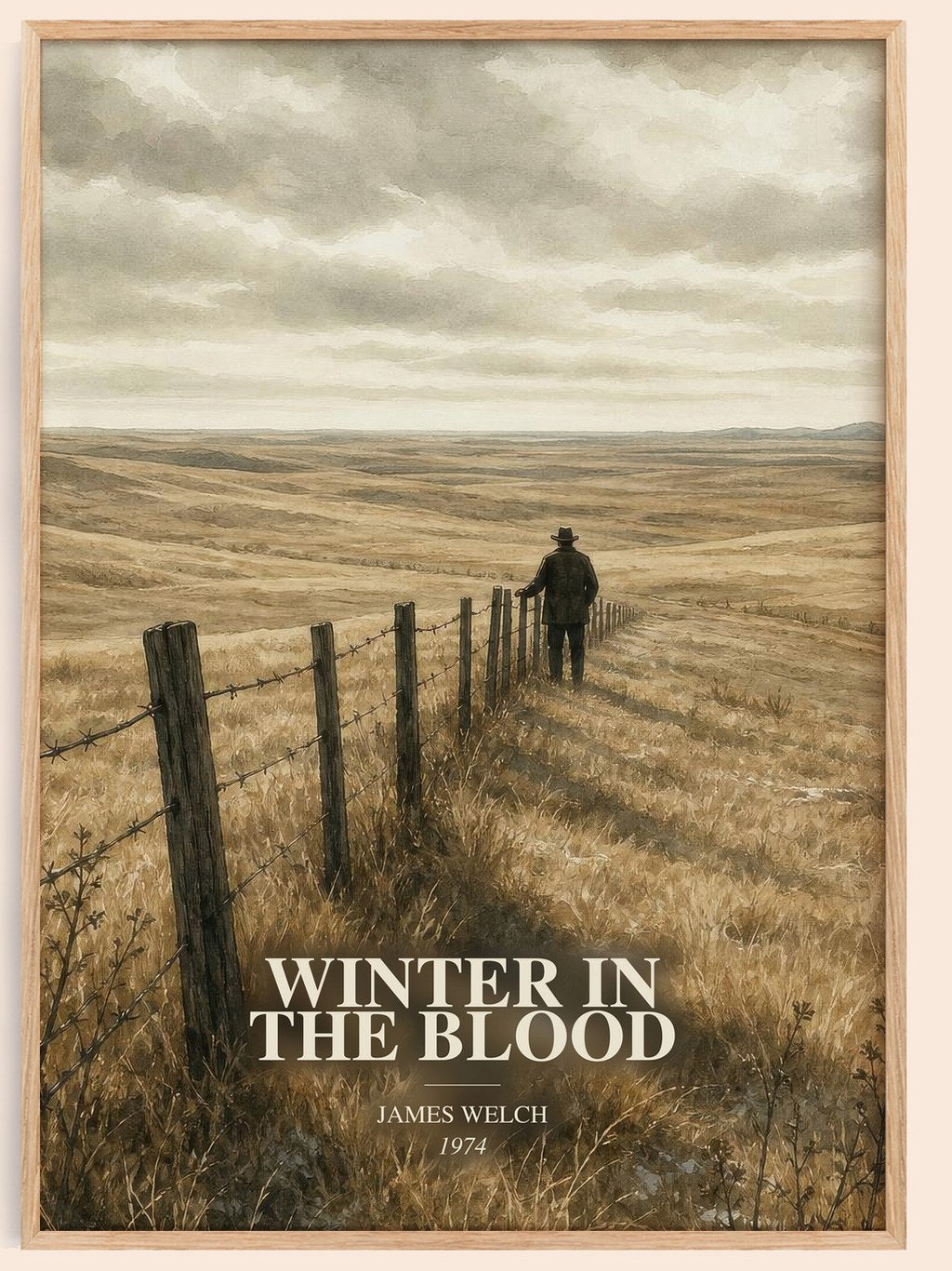 Winter In The Blood watercolour book poster by James Welch – framed literary art print