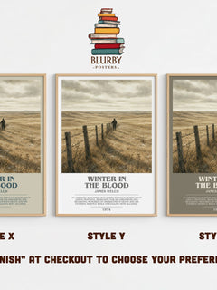 Winter In The Blood Bookish Wall Art by James Welch – Style X, Y and Z side by side – choose your finish