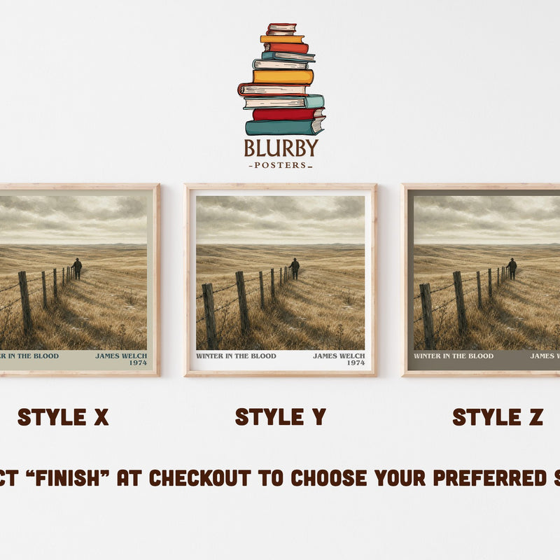 Winter In The Blood literary print in frame leaning in hallway – literary fiction wall art