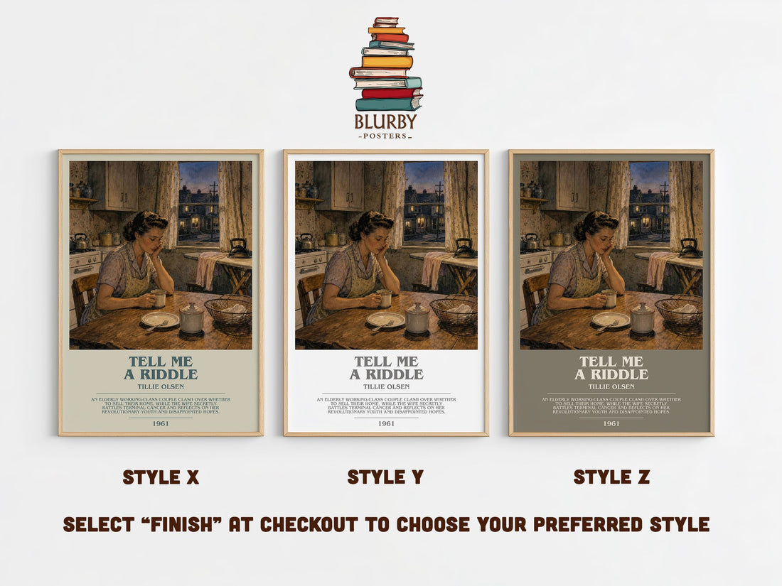 Tell Me a Riddle Bookish Wall Art by Tillie Olsen – Style X, Y and Z side by side – choose your finish