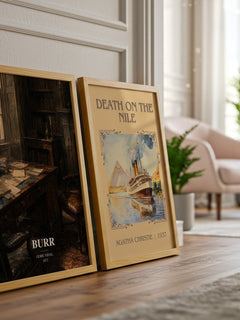 Burr watercolour print framed by window – literary home decor