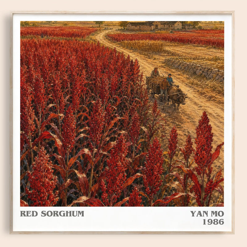 Red Sorghum literary book poster by Yan Mo – framed literary art print